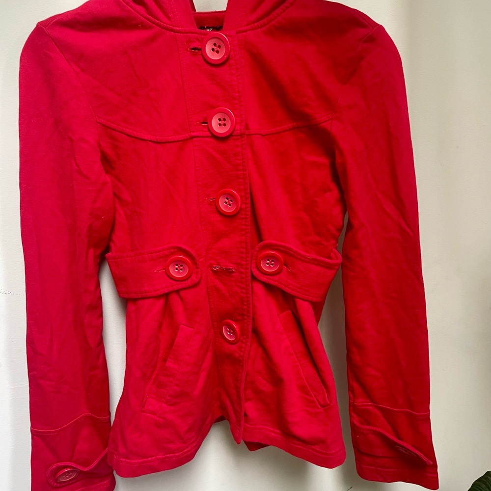 Jack by BB Dakota Red Button-Up Hooded Jacket